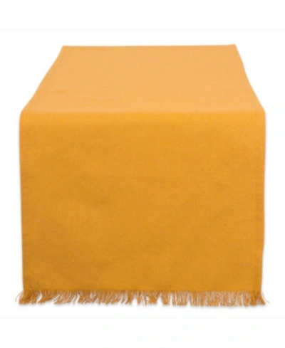 Shop Design Imports Solid Pumpkin Spice Heavyweight Fringed Table Runner 14" X 72" In Yellow