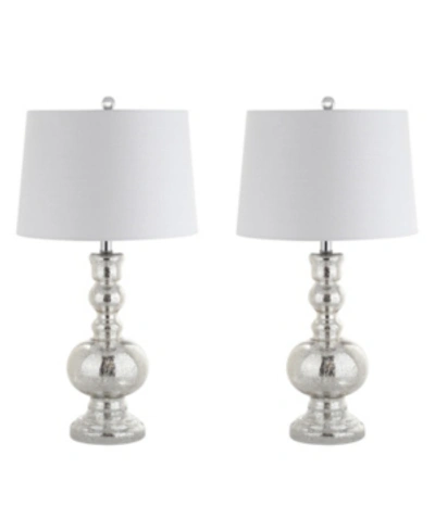 Jonathan Y Genie Glass Led Table Lamp - Set Of 2 In Silver