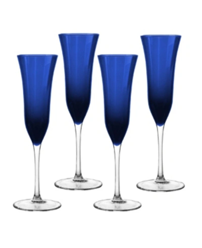 Shop Qualia Glass Meridian Flutes, Set Of 4 In Blue