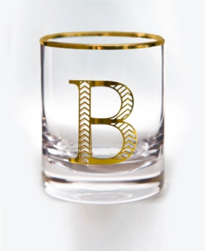 Shop Qualia Glass Monogram Rim And Letter B Double Old Fashioned Glasses, Set Of 4