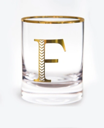 Shop Qualia Glass Monogram Rim And Letter F Double Old Fashioned Glasses, Set Of 4