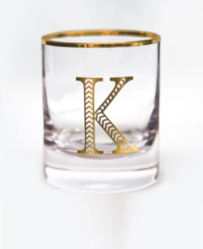 Shop Qualia Glass Monogram Rim And Letter K Double Old Fashioned Glasses, Set Of 4