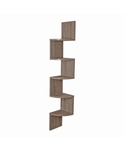 Shop Danya B . Large Rustic Weathered Oak Laminate Corner Wall Mount Shelf In Beige