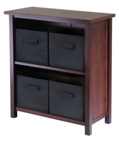 Shop Winsome Verona 2-section M Storage Shelf With 4 Foldable Black Fabric Baskets In Walnut