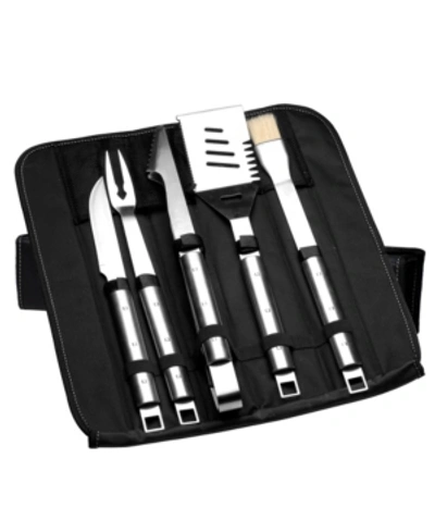 Shop Berghoff Cubo 6-pc. Stainless Steel Bbq Set With Folding Bag In Black