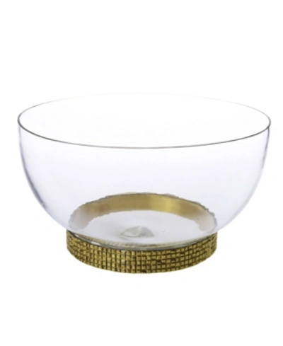 Shop Classic Touch 10" Glass Bowl With Mosaic Base In Clear