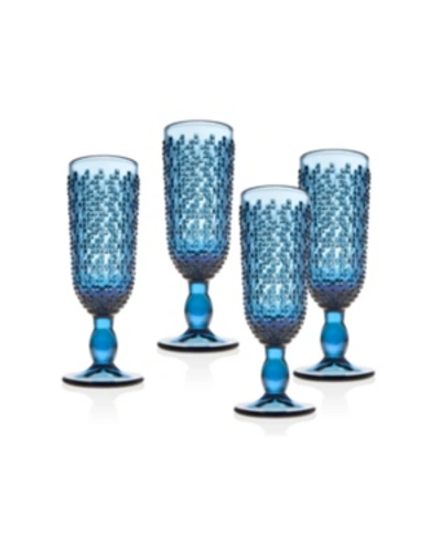 Shop Godinger Alba Flutes - Set Of 4 In Blue