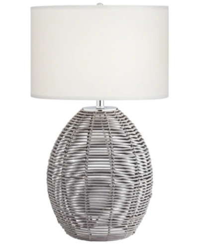 Shop Kathy Ireland Grey Basket Table Lamp In Cool Gray