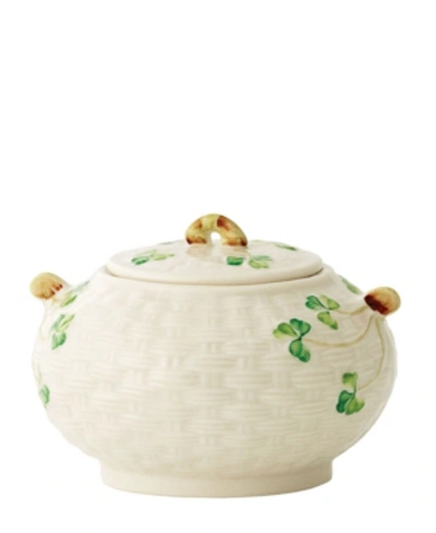 Shop Belleek Pottery Shamrock Sugar Bowl In Open White