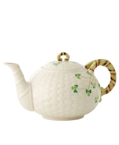 Shop Belleek Pottery Shamrock Teapot In Open White