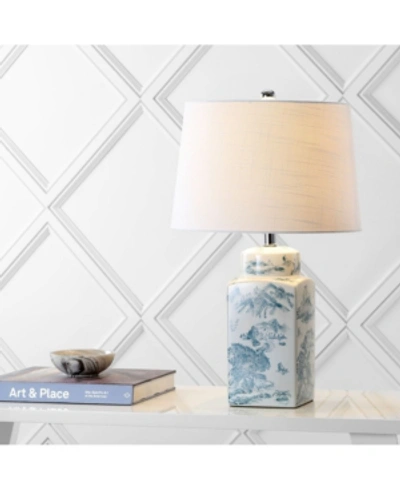 Shop Jonathan Y Audrey Chinoiserie Led Table Lamp In Blue