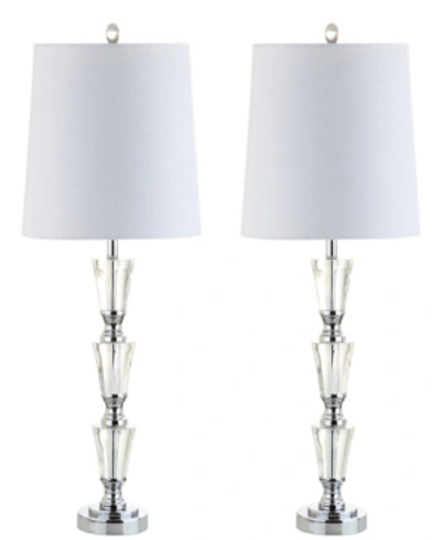Jonathan Y Layla Crystal Led Table Lamp, Set Of 2 In Clchrome
