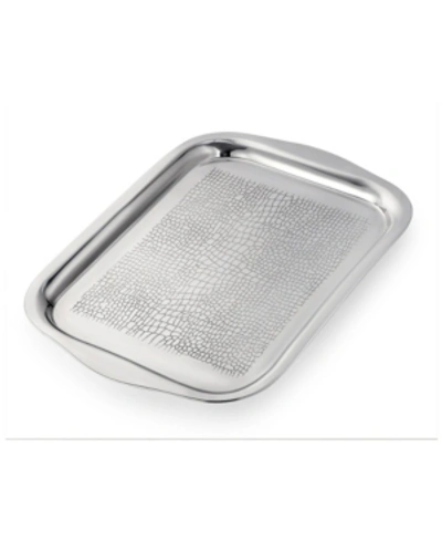 Shop Classic Touch 21.5" Stainless Steel Rectangular Tray In Silver