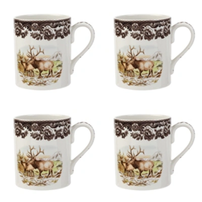 Spode Woodland Elk Mugs, Set Of 4 In Brown