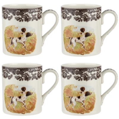Spode Woodland Pointer Mugs, Set Of 4 In Brown