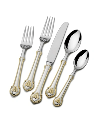 Shop Mikasa Wallace Napoleon Bee Gold Accent 45 Piece Flatware Set, Service For 8 In Silver And Gold
