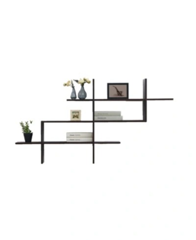 Shop Danya B . 3-tier Wall Mount Shelf With Criss Cross Asymmetrical Design In Dark Brown