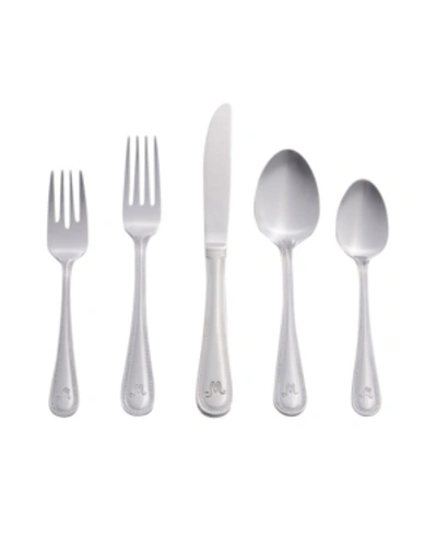 Riverridge Home Riverridge Beaded 46 Piece Monogrammed Flatware Set In Silver