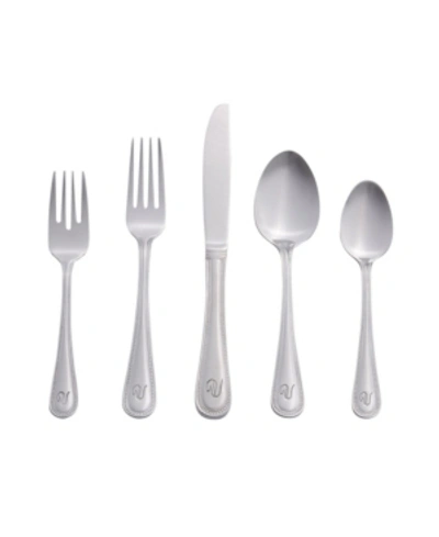 Riverridge Home Riverridge Beaded 46 Piece Monogrammed Flatware Set - N, Service For 8 In Silver