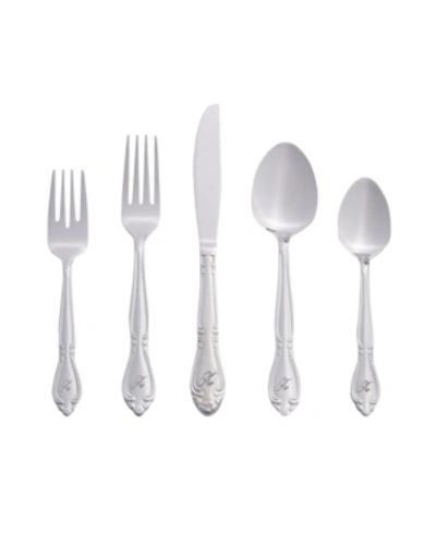 Shop Riverridge Home Riverridge Rose 46 Piece Monogrammed Flatware Set In Silver