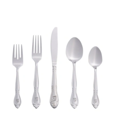 Shop Riverridge Home Riverridge Rose 46 Piece Monogrammed Flatware Set -t, Service For 8 In Silver