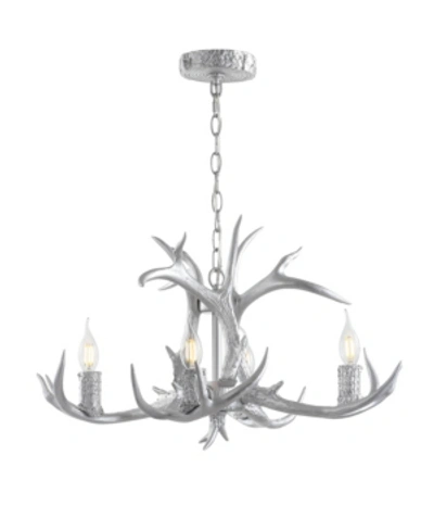 Jonathan Y Eldora 26" Adjustable Resin Antler 4-light Led Chandelier In Silver