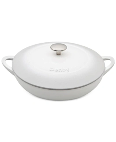 Shop Denby Natural Canvas Cast Iron 4 Qt. Shallow Covered Casserole In Cream