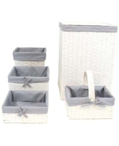 Shop Redmon Since Redmon 5 Piece Hamper And Basket Set In White Gray