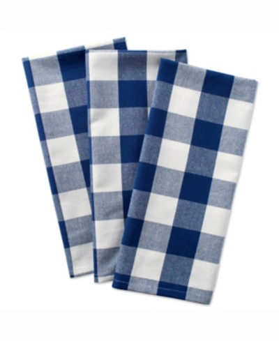 Design Imports Buffalo Check Dishtowel, Set Of 3 In Navy