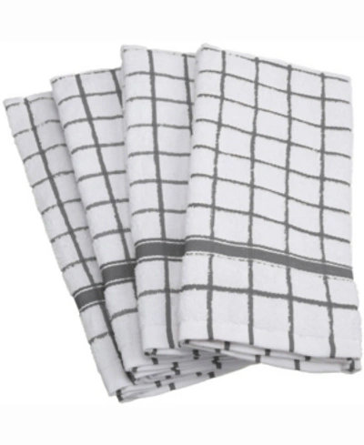 Design Imports Asset Gray Heavyweight Fringed Dishtowel Set Of 4 In Grey