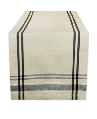 Shop Design Imports Chambray French Stripe Table Runner 14" X 108" In Black