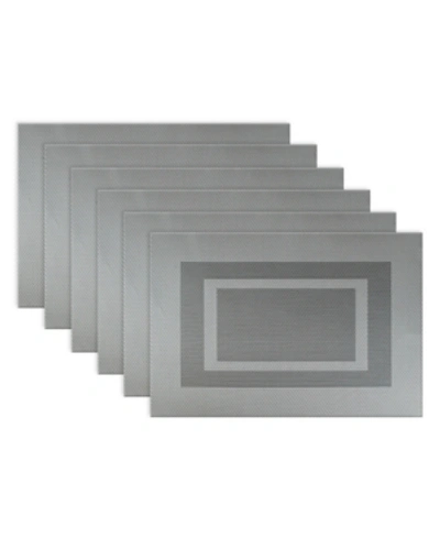 Shop Design Imports Polyvinyl Chloride Doubleframe Placemat, Set Of 6 In Grey