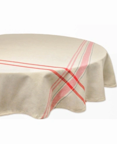 Shop Design Imports French Stripe Tablecloth 70" Round In Red