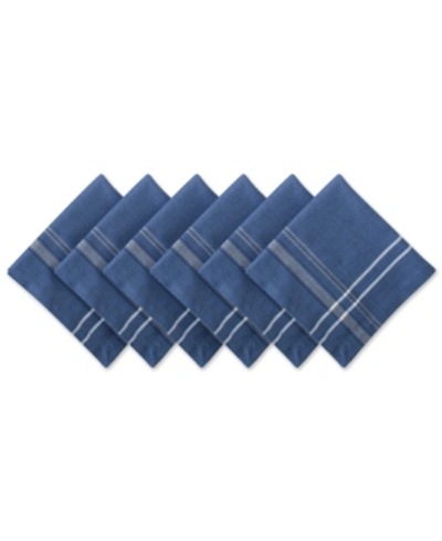 Design Imports Chambray French Stripe Napkin, Set Of 6 In Blue