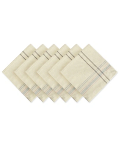 Shop Design Imports French Stripe Napkin, Set Of 6 In Grey