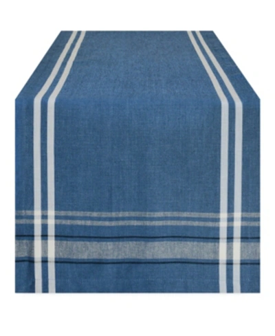 Shop Design Imports Chambray French Stripe Table Runner 14" X 108" In Blue