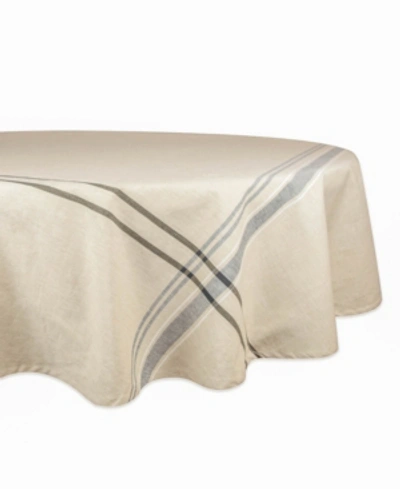 Shop Design Imports French Stripe Tablecloth 70" Round In Black
