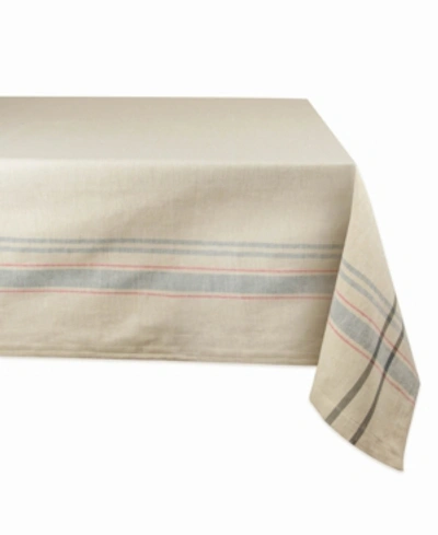 Shop Design Imports Chambray French Stripe Tablecloth 60" X 84" In Grey