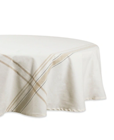 Shop Design Imports Chambray French Stripe Tablecloth 70" Round In White