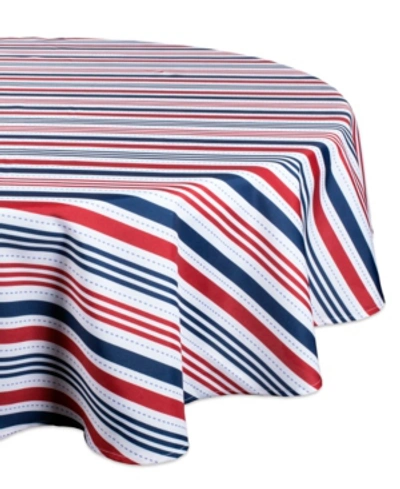 Shop Design Imports Patriotic Stripe Outdoor Tablecloth 60" Round In Red