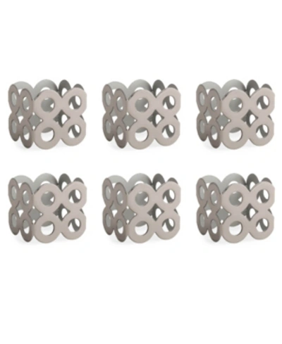 Shop Design Imports Square Die Cut Napkin Ring Set Of 6 In Silver