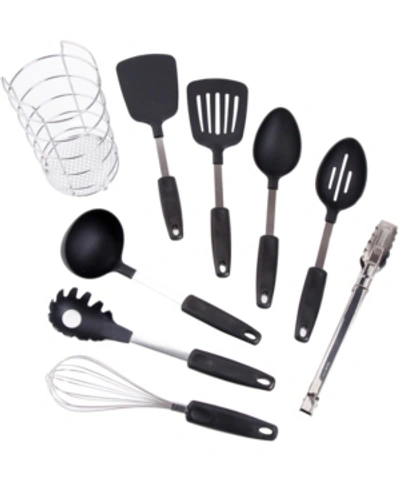 Chefs Better Basics Chef's Better Basics 9 Piece Utensil Set With Round Shape Wire Caddy In Black