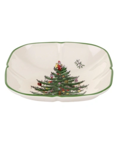 Spode Christmas Tree Sculpted Square Dish In Green