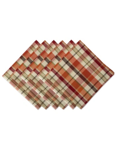 Design Imports Pumpkin Spice Plaid Napkin Set In Orange