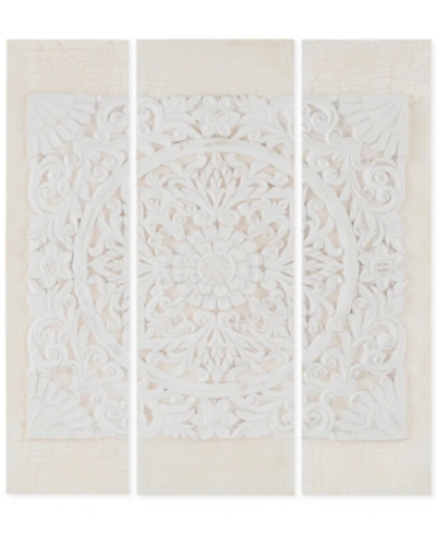Jla Home Madison Park Mandala White 3-pc. 3d Embellished Canvas Wall Art Set In White
