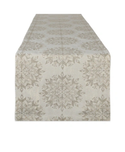 Shop Design Imports Winter Sparkle Jacquard Table Runner In Silver