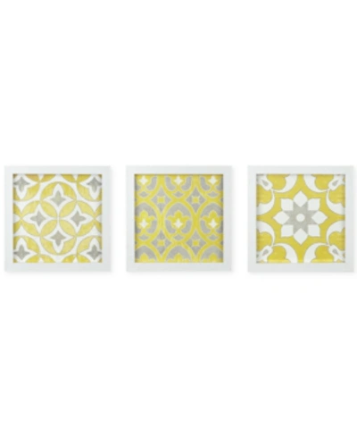 Shop Jla Home Madison Park Tuscan Tiles 3-pc. Framed Gel-coated Wall Art Set In Yellow