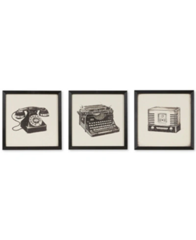 Shop Jla Home Intelligent Design Vintage Models 3-pc. Gel-coated Print Shadowbox Set In Black