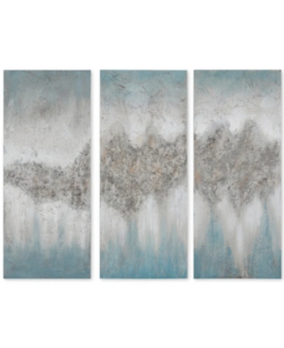 Shop Jla Home 3-pc. Luminous Hand-painted Canvas Wall Art Set In Blue