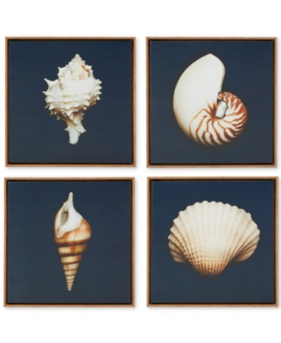 Shop Jla Home Ocean Seashells 4-pc. Framed Canvas Print Set In Blue